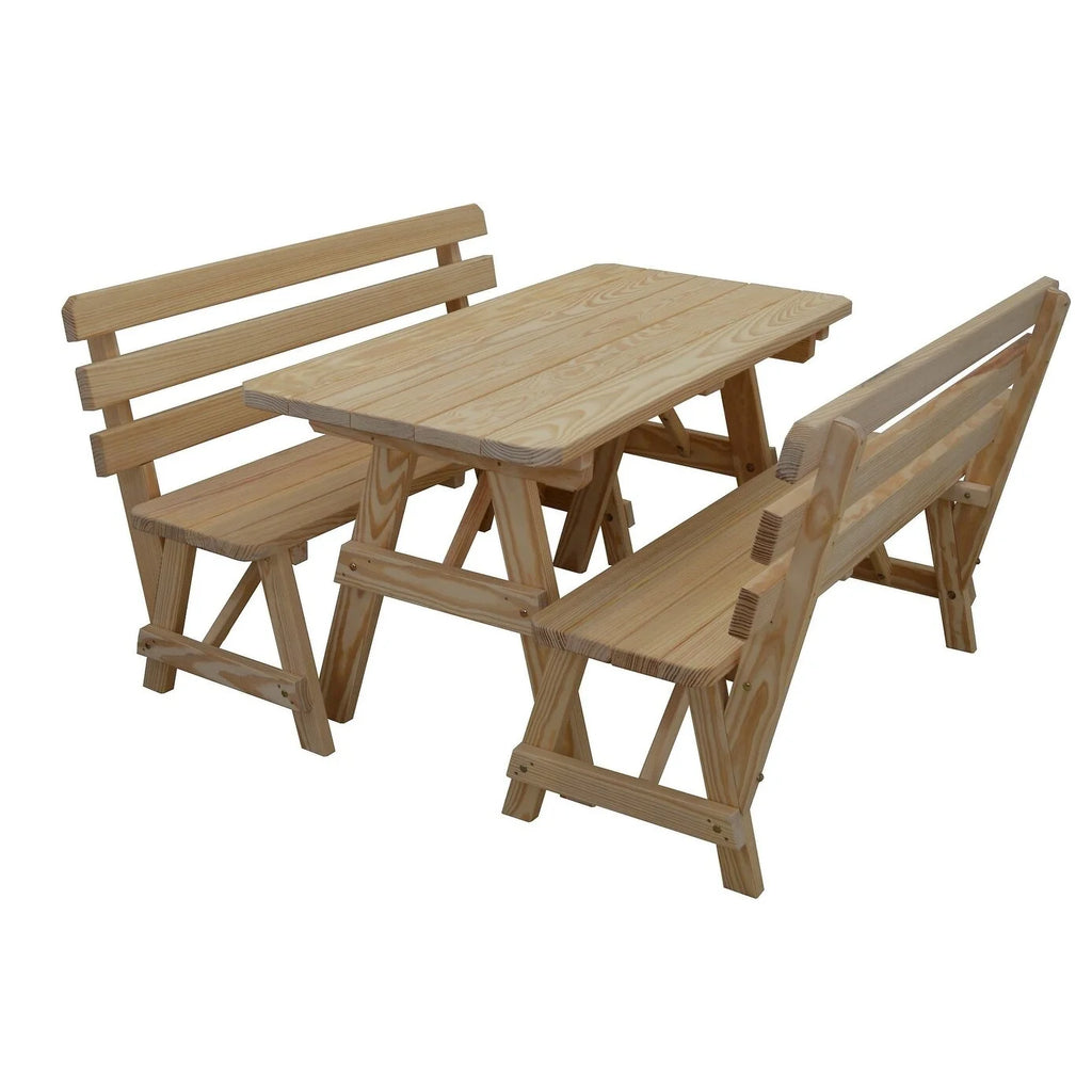 Pine 5' Picnic Table with 2 Backed Benches S451755