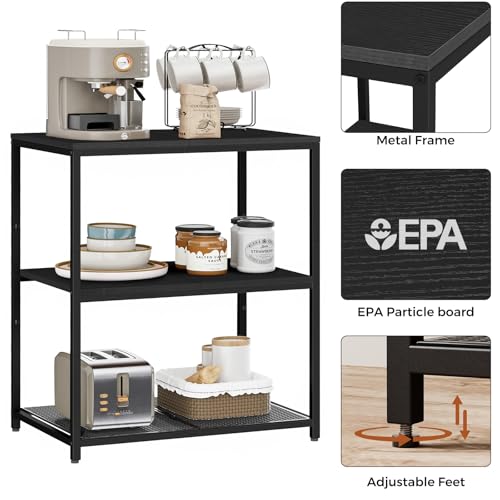 Black Kitchen Island with 3 Shelves E651410
