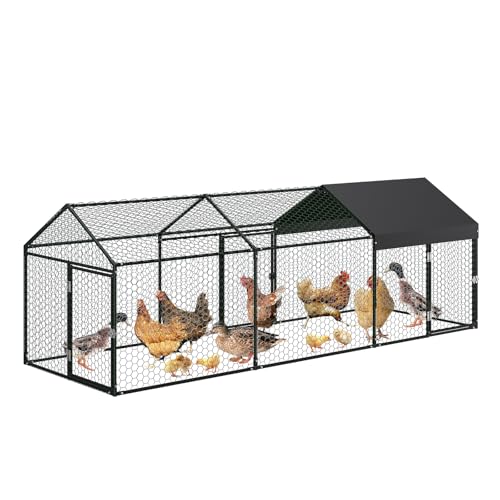 Metal Chicken Coop with Waterproof Cover, 160" x40" x40", 4 Doors T14431