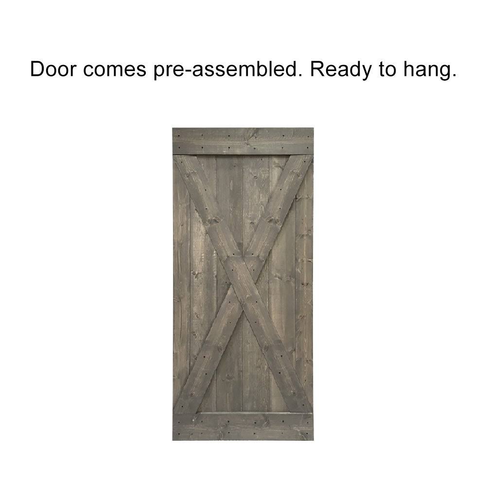 Red Walnut Stained Wood Interior Sliding Barn Door with Hardware Kit G2208