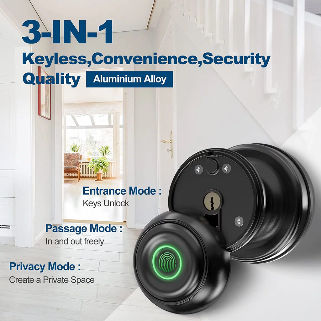 Smart Fingerprint Door Lock with App Control, Black E4302