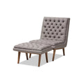 Grey Fabric Upholstered Wood Chair and Ottoman Set A41442