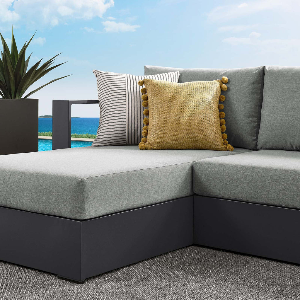 Gray Powder-Coated Aluminum 2-Piece Chaise Sectional Sofa Set Q175392