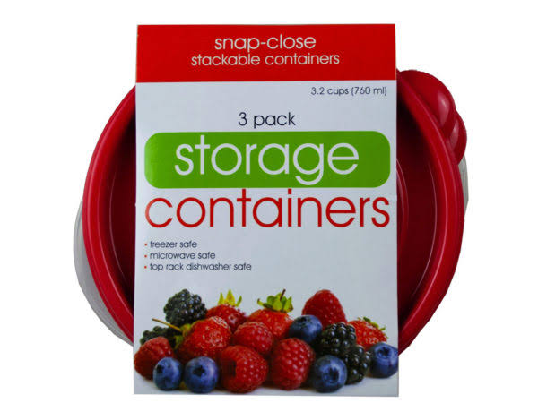Plastic Round Food Container - Pack of 3 - Case of 18 C422