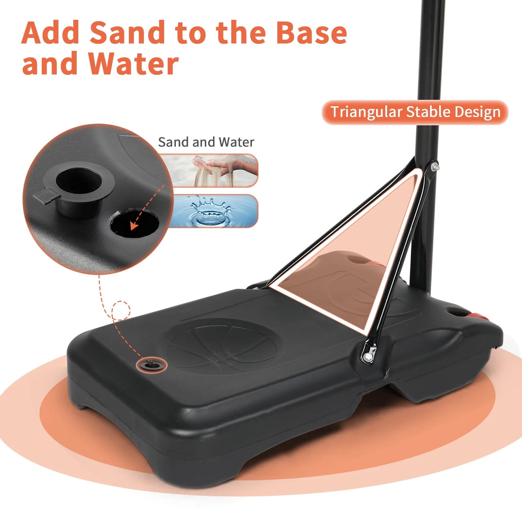 33 In. Portable Adjustable Basketball Hoop with PVC Backboard Y666058