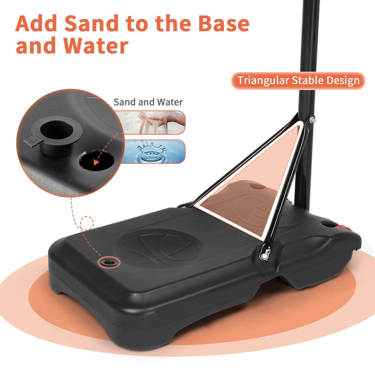 33 In. Portable Adjustable Basketball Hoop with PVC Backboard Y666058