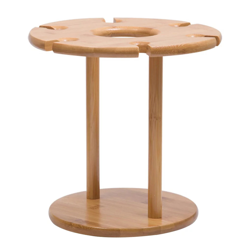 Solid Wooden Wine Glass Drying Rack 6 Holes Q699767