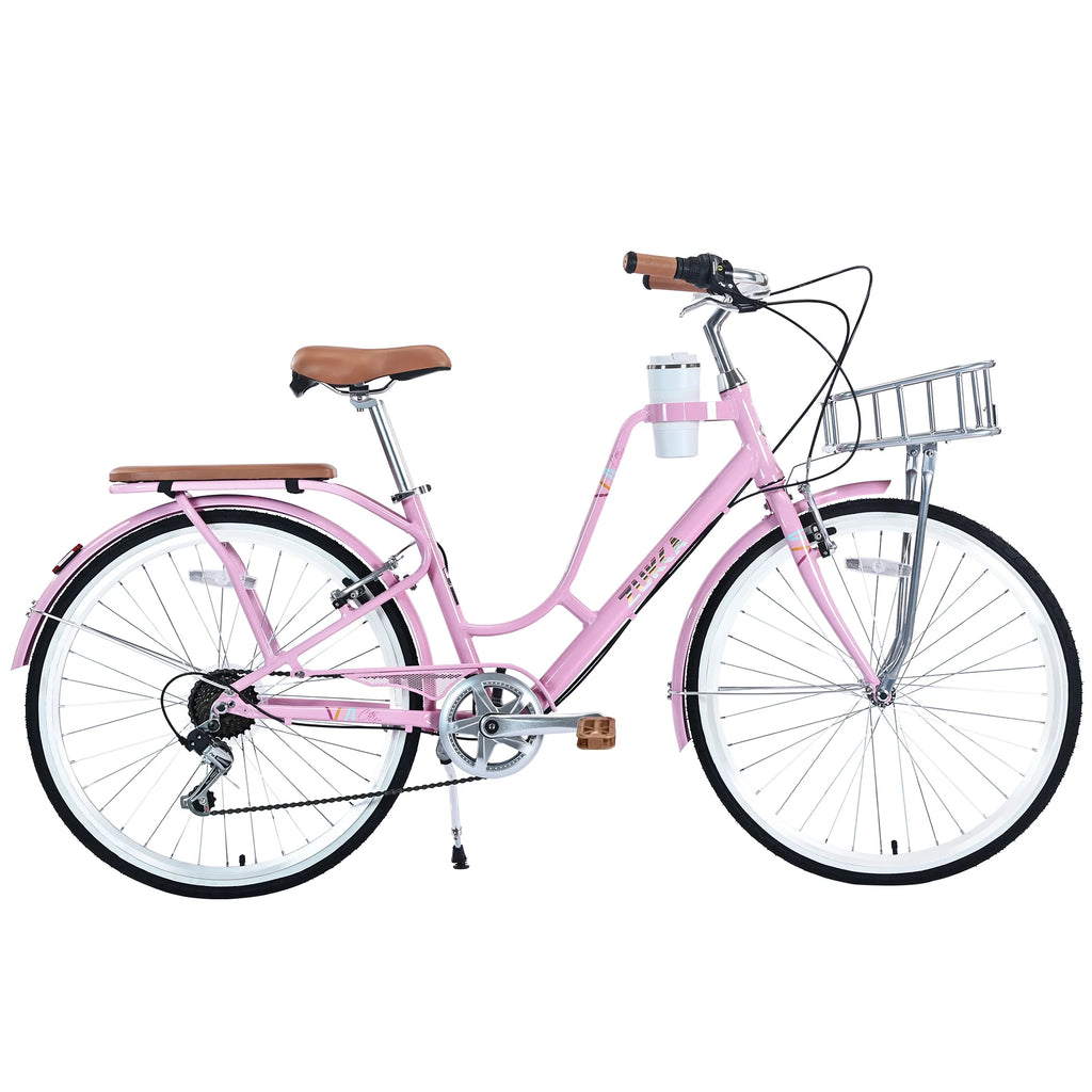 26 inch 7 Speed Pink Cruiser Bike F21444
