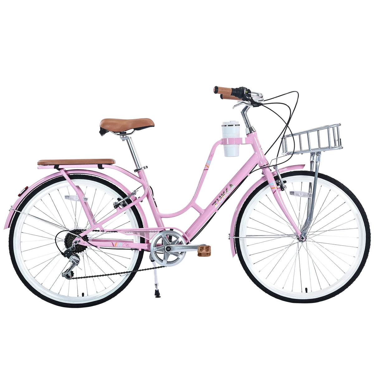 26 inch 7 Speed Pink Cruiser Bike F21444