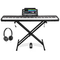 88 Key Semi-Weighted Digital Piano Set with Stand, Pedal, Headphones, Black B389295