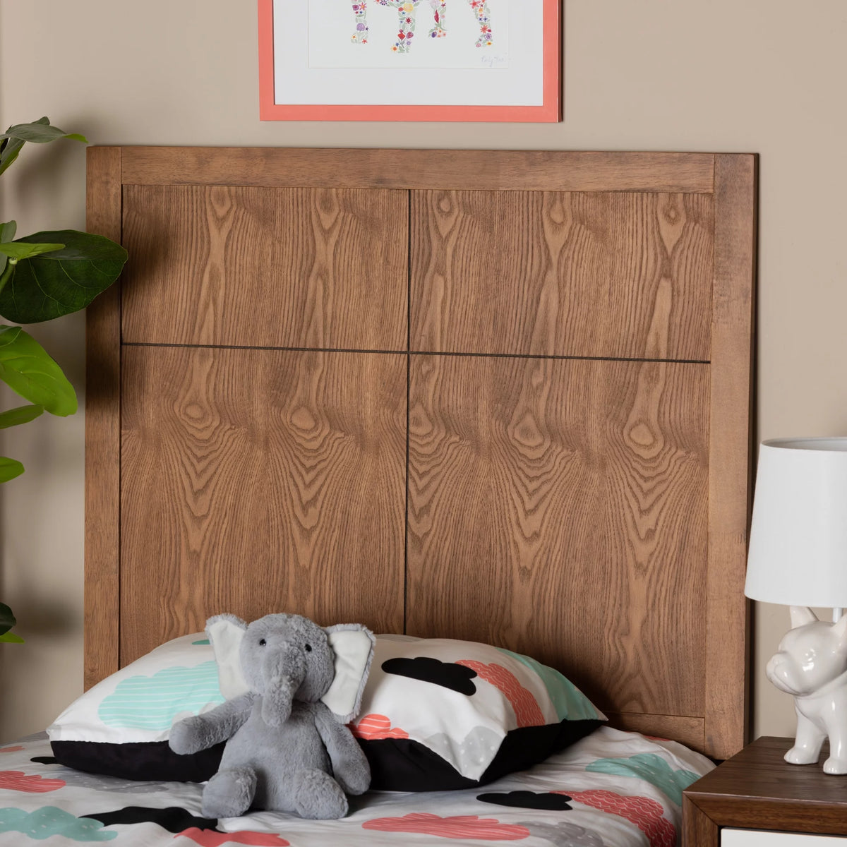 Twin Ash Walnut Wood Headboard V9784