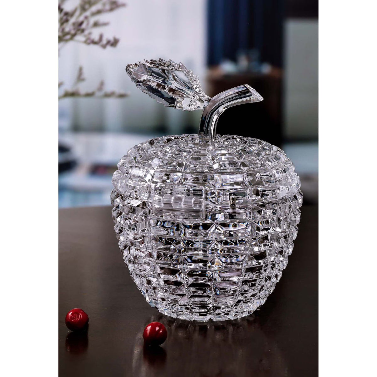 Set of 4 Clear Diamond Cut Apple Shaped Jar P4667