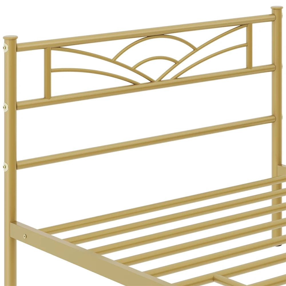 Twin XL Antique Gold Metal Platform Bed A419