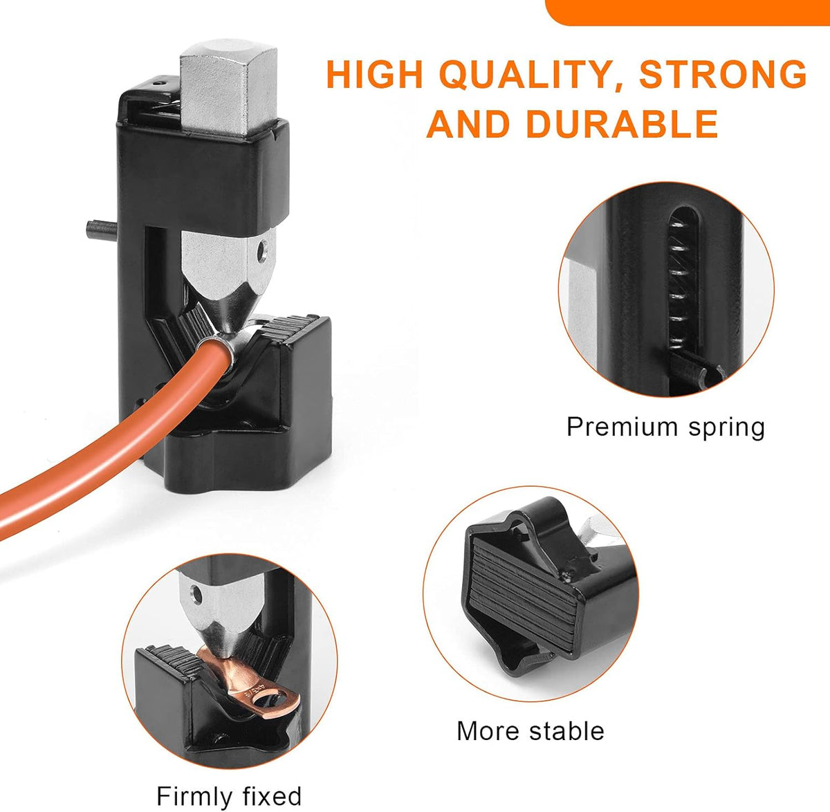 Hammer Crimping Tool for 8 to 4/0 AWG with 4Pcs Terminal Connector and 4Pcs Heat Shrink Tube Z76040
