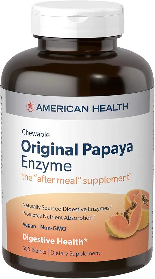 Papaya Enzyme Chewable Tablets Gluten-Free Vegetarian 600 Count T381480