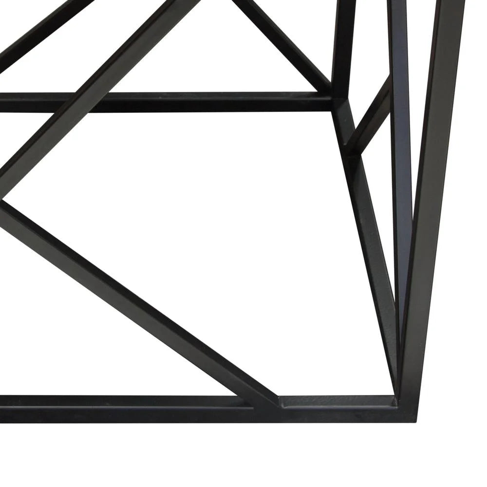Square Accent Table with Grey Marble Top & Black Metal Base L114387