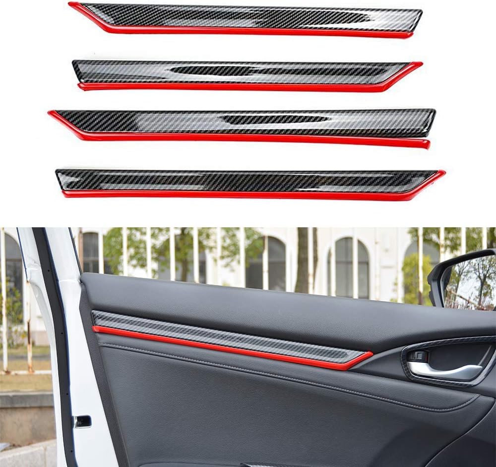 4pcs ABS Carbon Fiber Style Door Moulding Trims Cover For Honda Civic BLUE Pack of 2 M620