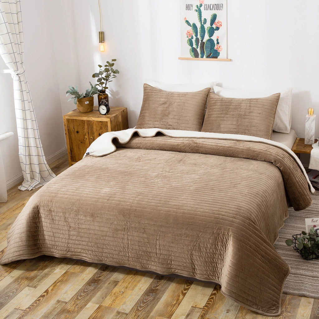 Pink King Microfiber Quilt Set S6266
