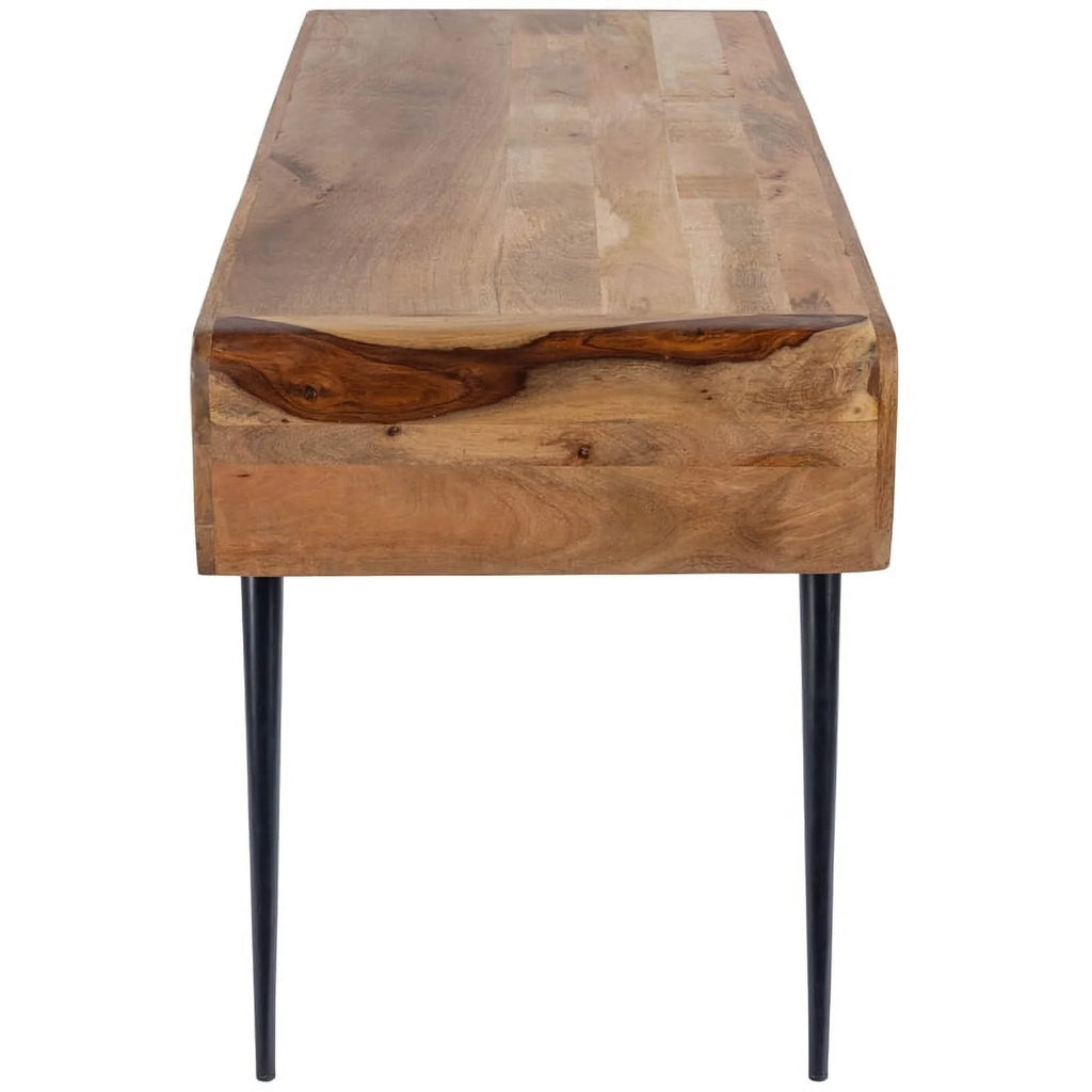 Rustic Industrial Natural Wood and Metal Desk in Brown Y297