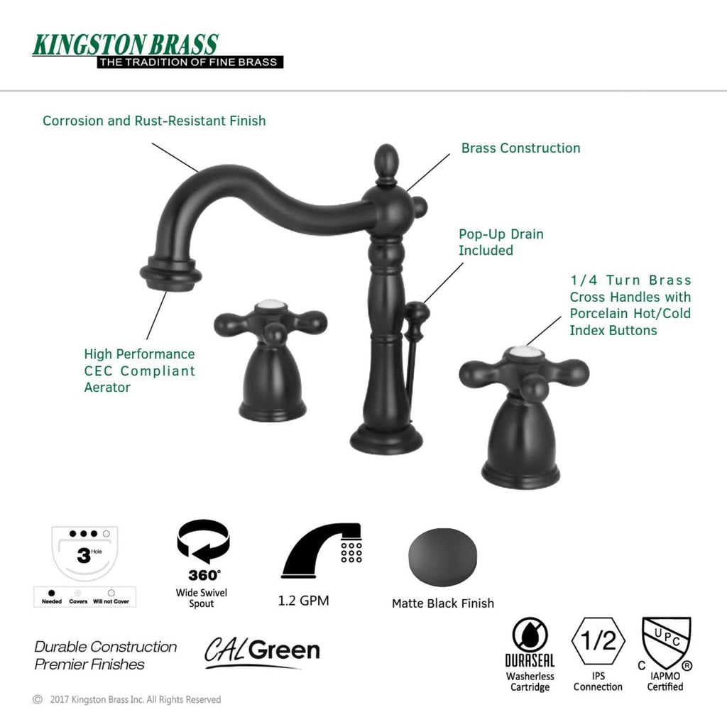 Matte Black Widespread Bathroom Faucet B5938
