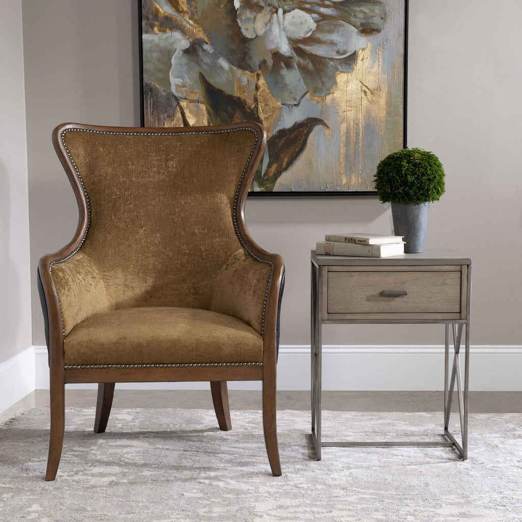 Brown and Gray Rectangular Side Table L488072