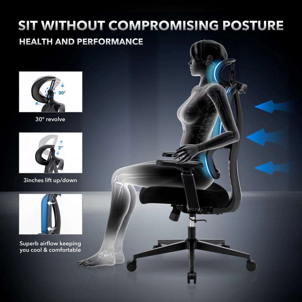 Mesh Ergonomic Office Chair with Headrest and Lumbar Support M601262