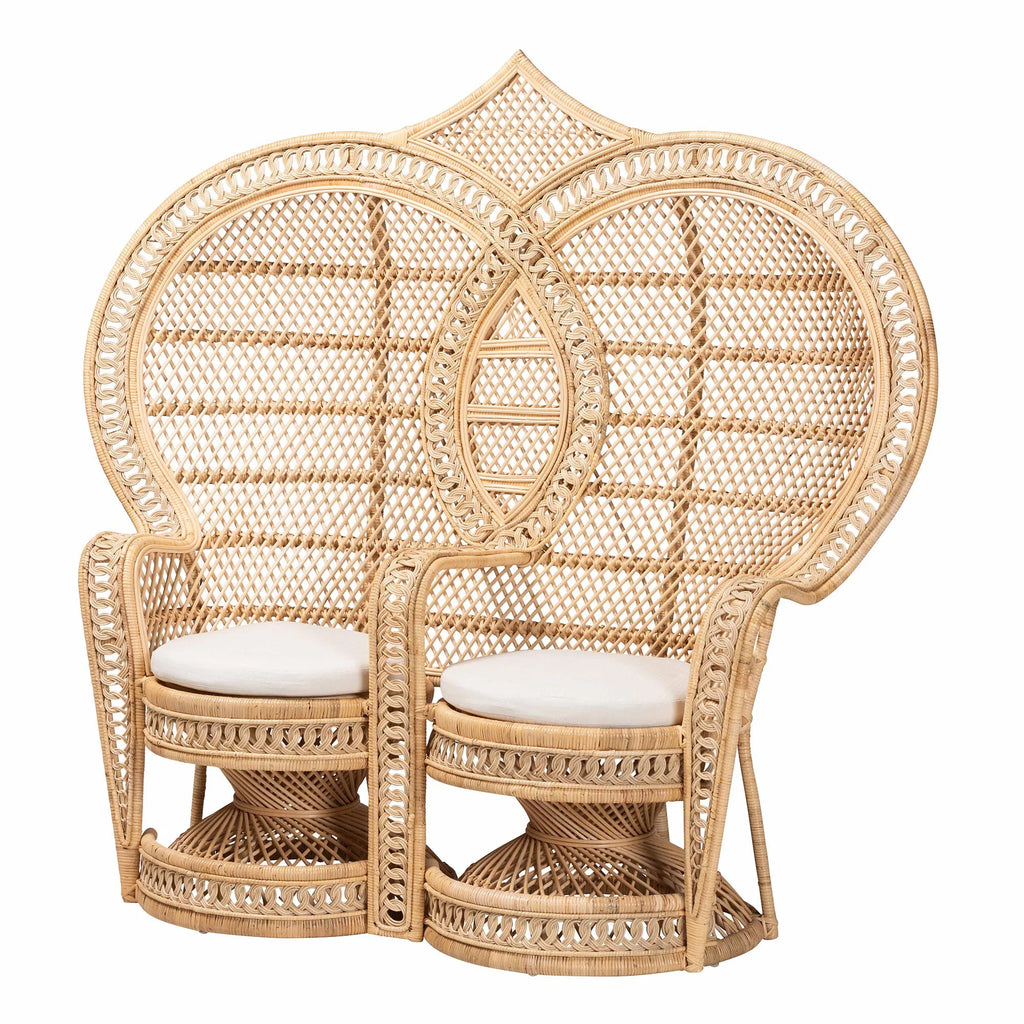 Natural Brown Rattan Two-Seater Chair Z41811
