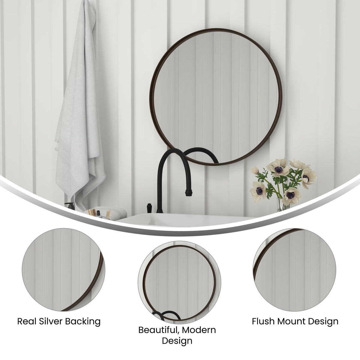 Brushed Bronze Wall Mounted Mirror G58006