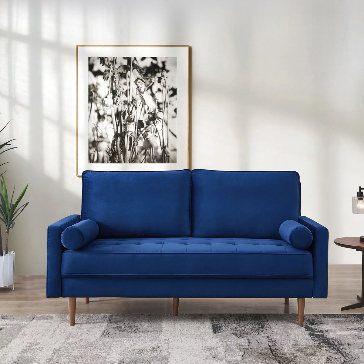 69" Tufted Velvet Sofa with Bolster Pillows G789