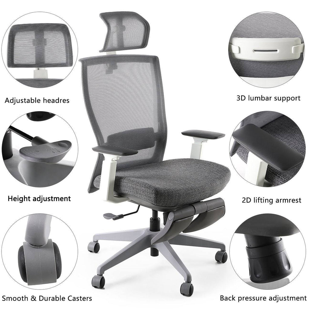 Gray Ergonomic Chair with Footrest L381914