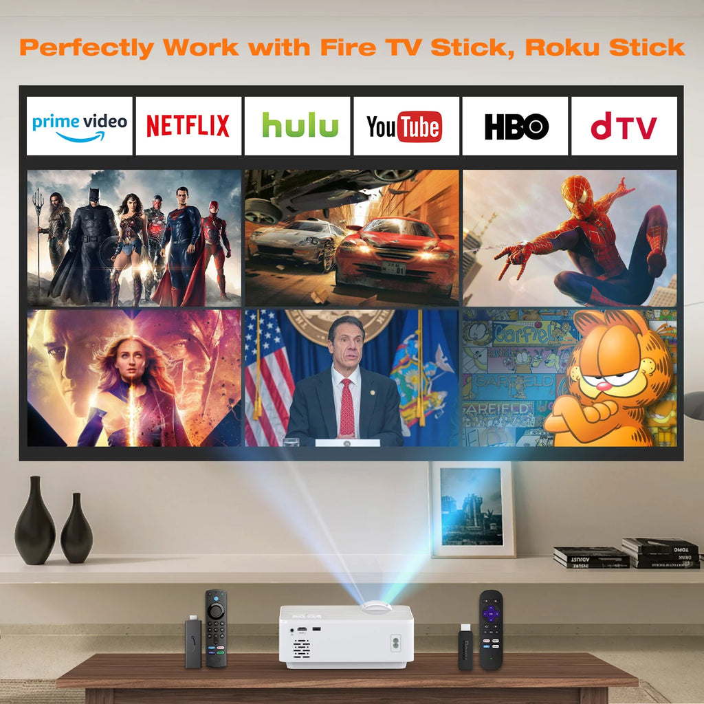 1080P HD Portable Mini Projector with 100 Projector Screen C3859