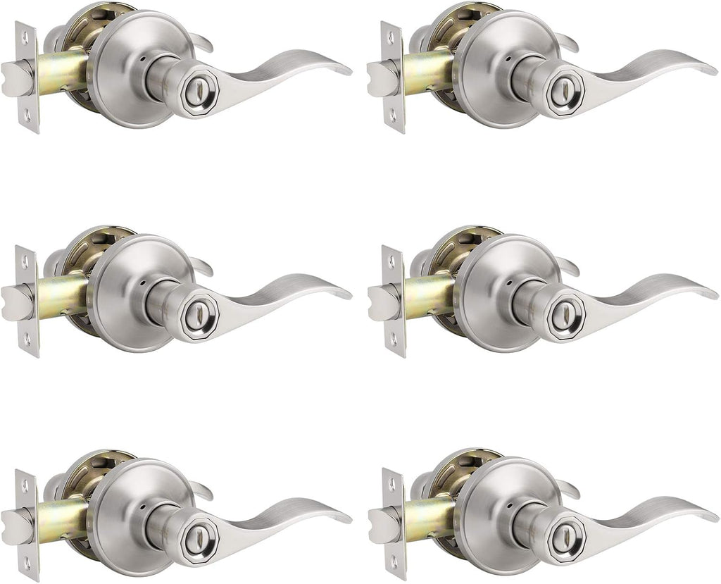 6 Pack Keyless Privacy Door Lever Lock Satin Nickel E758152