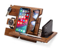 Wood Phone Docking Station Key Holder Wallet Stand Watch Organizer H640545