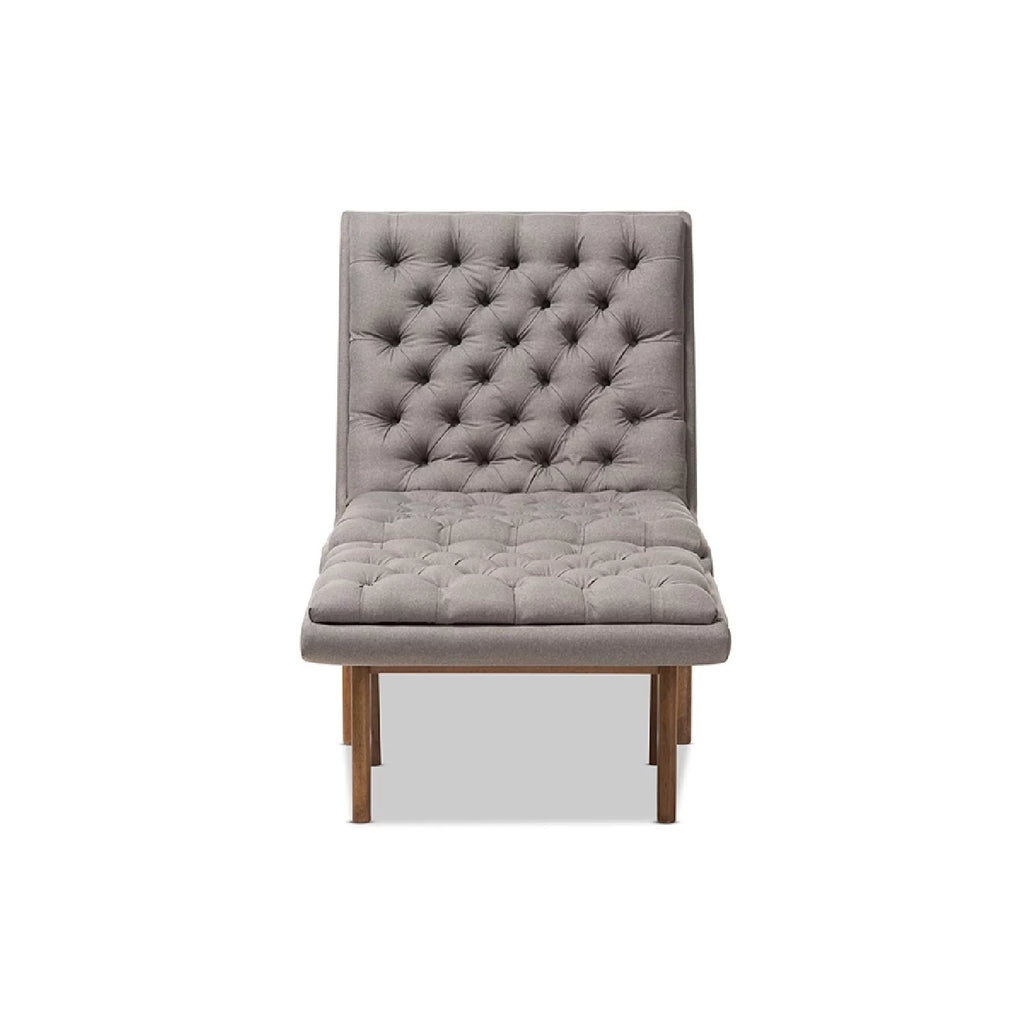 Grey Fabric Upholstered Wood Chair and Ottoman Set A41442