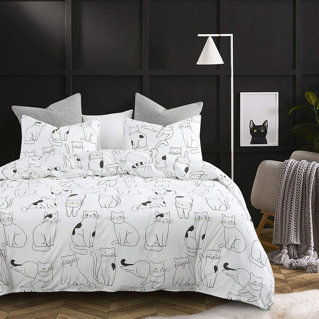 White 100% Cotton Twin Size Duvet Cover Set with Zipper Closure I687542