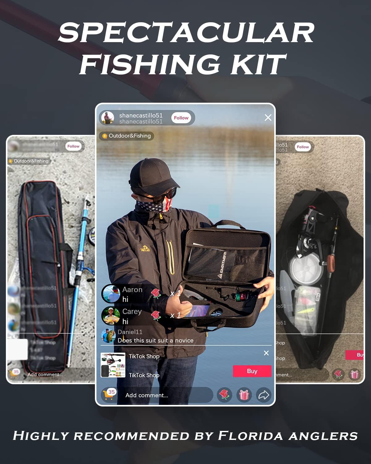 Telescopic Fishing Rod and Reel Combo with Carrier Case Bag G197