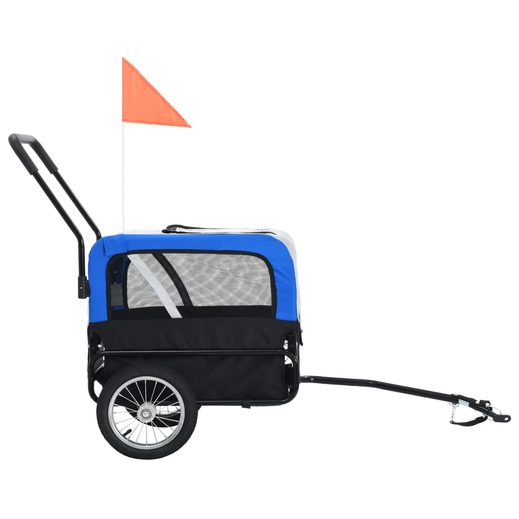 2-in-1 Pet Bike Trailer & Jogging Stroller Gray and Blue X974988