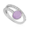 Oval Purple Amethyst Topaz Band Ring 925 Silver B7478