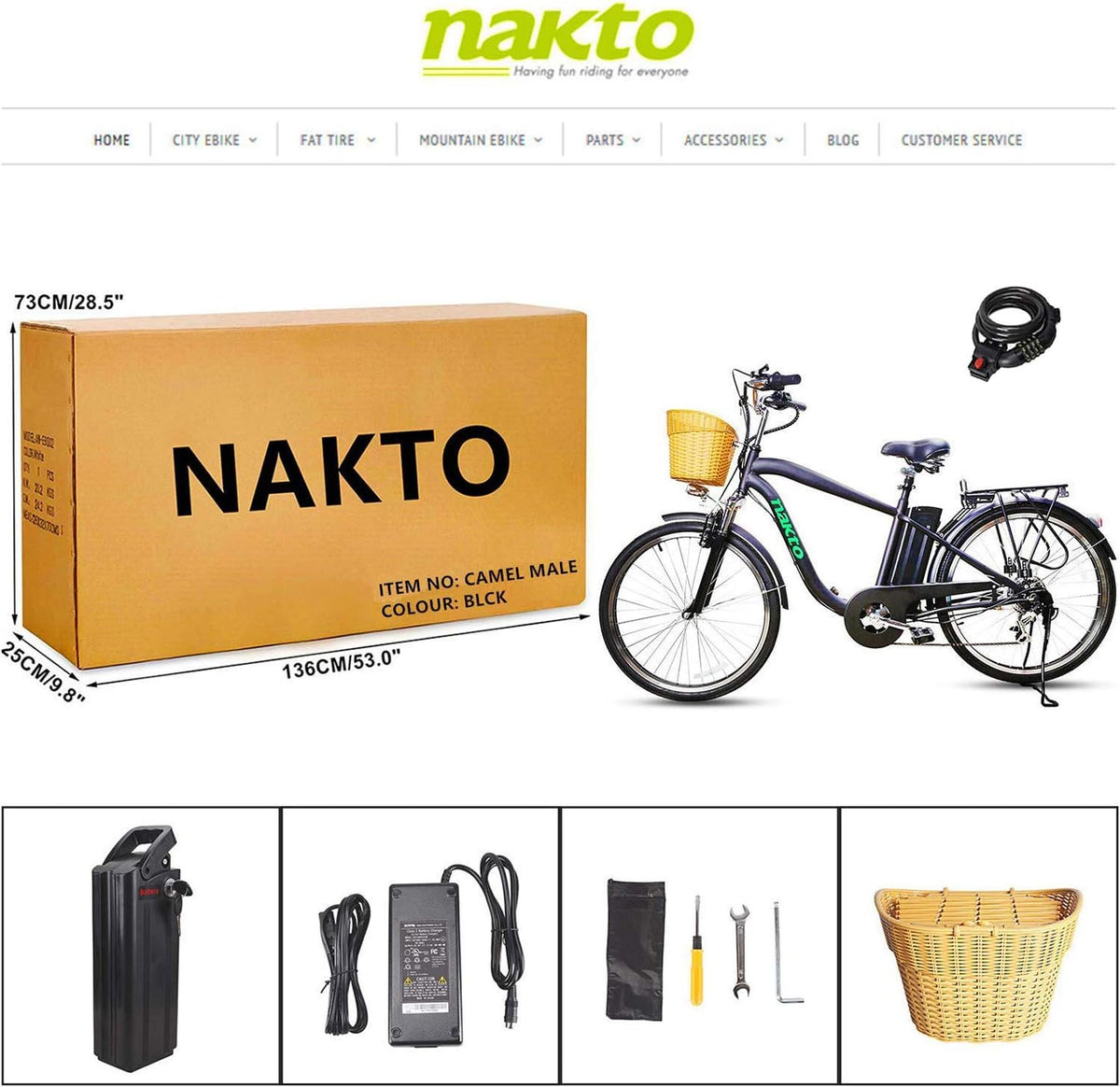 26 Adult Electric Bicycle with Removable 36V 10A Lithium Battery R47047