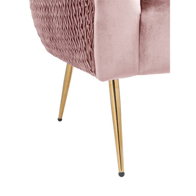 Blush Pink Velvet Barrel Accent Chair with Metal Legs G356
